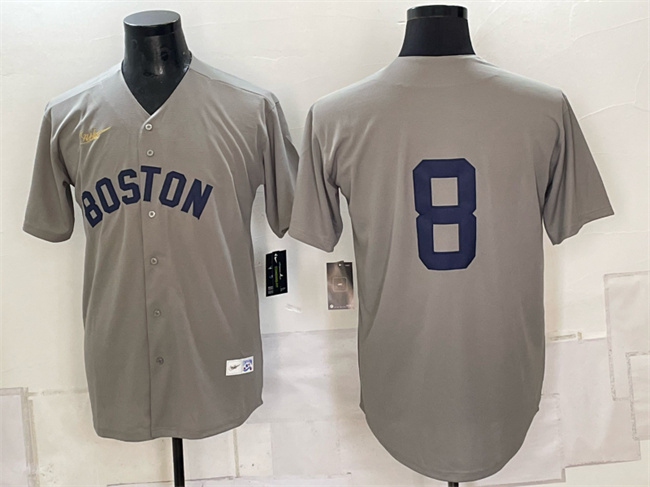 Men's Boston Red Sox #8 Carl Yastrzemski Grey Cooperstown Collection Limited Stitched Baseball Jersey